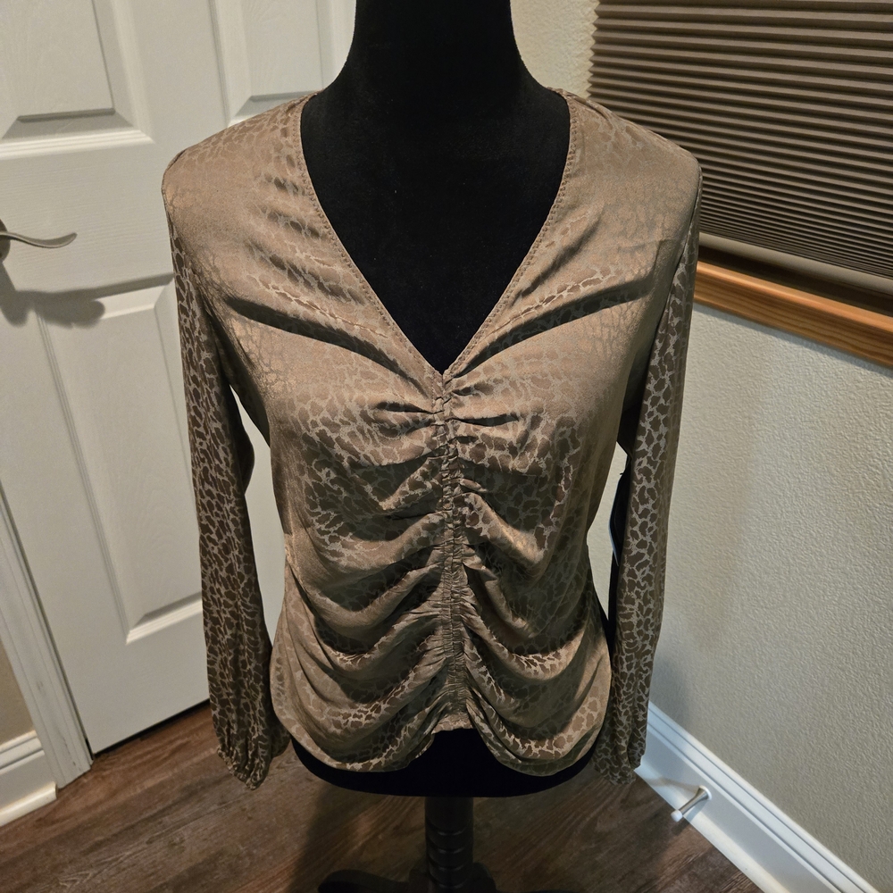 Guess Ruched Tan Blouse